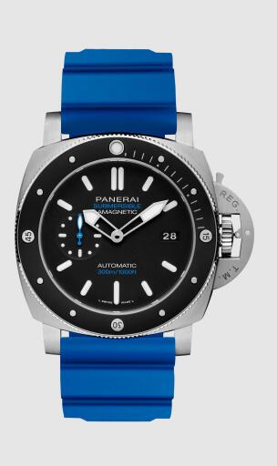 Panerai Submersible Amagnetic 47mm Replica Watch PAM01389 CAOUTCHOUC LIGHT BLUE